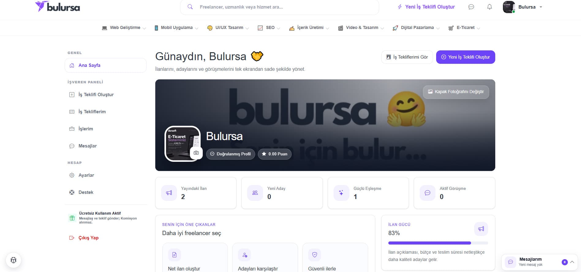 Bulursa – Yapay Zekâ Destekli Freelancer ve İşveren Platformu